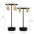 GemeShou Black Metal 2pcs Earring Display T Stand for Show, T Bar Jewelry Holder Tree for Retail Photography 【Black-Hexagon Base 2pcs Height 4.5" and 5.3"】 - color: B1/Black Hexagon Base 2pcs Height 4.5" and 5.3"