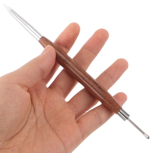 Didiseaon Dual-Ended Nail Sculpture Pen, 2Pcs Wood Handle Silicone Metal Nail Art Tool Set for 3D Gel Polish Design, Builder Gel, Chrome Powder, Salon & Home Manicure