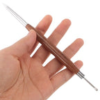 Didiseaon Dual-Ended Nail Sculpture Pen, 2Pcs Wood Handle Silicone Metal Nail Art Tool Set for 3D Gel Polish Design, Builder Gel, Chrome Powder, Salon & Home Manicure