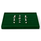 7 Slots Velvet Jewelry Tray Ring Earring Display Tray Jewelry Drawer Organizer Ring Earring Holder Storage (Green) - size: 7 Slots for Ring/Earring