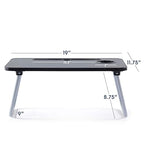 Nestl Foldable Lap Desk - Portable Laptop Stand for Bed, Couch, Work, Reading & Writing - USB Ports, Small Laptop Tray, Black - size: Premium Small