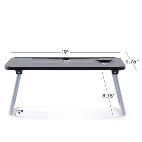 Nestl Foldable Lap Desk - Portable Laptop Stand for Bed, Couch, Work, Reading & Writing - USB Ports, Small Laptop Tray, Black - size: Premium Small