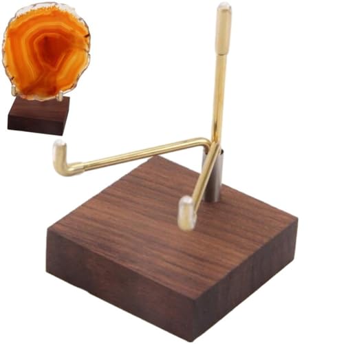 Crystal Display Stand Metal Arms Small Display Stand with Wooden Base Geodes Agate Mineral Easel Holder for Collectibles - color: Style 2