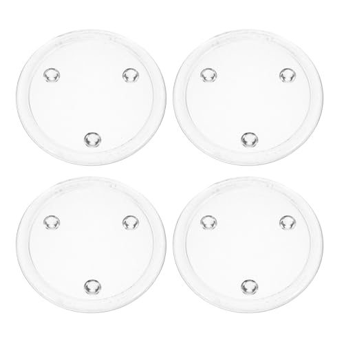 Toyvian Glass Candle Plates: 4pcs Pillar Candles Pedestal Clear Holders Round Trays for Wedding, Tealight Stand Table Centerpieces for Bathroom Dining Room Table Christmas Dinner Decor, 4inches