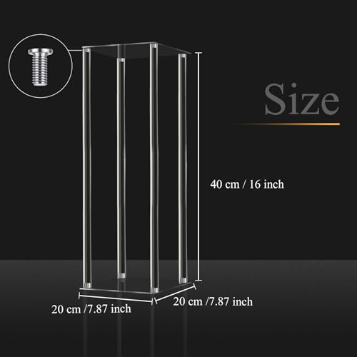 Geetery 4 Pieces Tall Acrylic Vase Wedding Centerpieces Clear Flower Stand Column Geometric Floral Vase Elegant Display Holder for Birthday Party Wedding Table Decorations (16 Inch) - size: 16 Inch