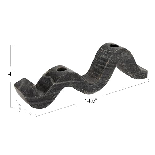Bloomingville Marble Wave Double Taper Candle Holder, Grey - color: Gray