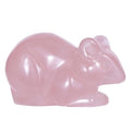 Artistone 2" Rose Quartz Mouse Figurine,Handmade Carved Rat Mice Crystal Statue Pink Gemstone Animal Sculpture Healing Stone for Feng Shui Home Office Garden Decoration