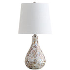 JONATHAN Y 20.5" Seashell Coastal Mini LED Table Lamp for Living Room Office, White Linen Drum Shade, Modern Mother of Pearl Bedside Nightstand Lamp, LED Bulb Included JYL1024A - color: Seashell