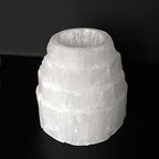Selenite Tower Stone Candle Holder White Natural Crystal Light (1pc) Stone Tealight Votive Candle Holders - Handmade by mmCrystals™