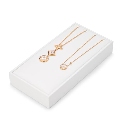 2 Slot PU Leather Necklace Jewelry Stand Pendant Drawer Jewelry Organizer Tray Bracelets Display Holder (White) - size: 3.15" x 6.3" x 0.98"