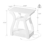 FROMJBEST End Tables Living Room, White End Table with Charging Station,White Side Table, Nightstand for Bedroom, 3 Tier End Table with Storage Shelf for Living Room - color: White01