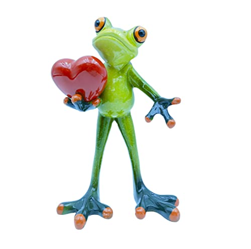 VVGIFTS Frog Figurines Decor Funny Cute Craft Resin Frog Sculpture Statue for Home Office Desk Tabletop Bathroom Decoration, Ornament Gift (Frog Holding Heart) - color: Frog Holding Heart