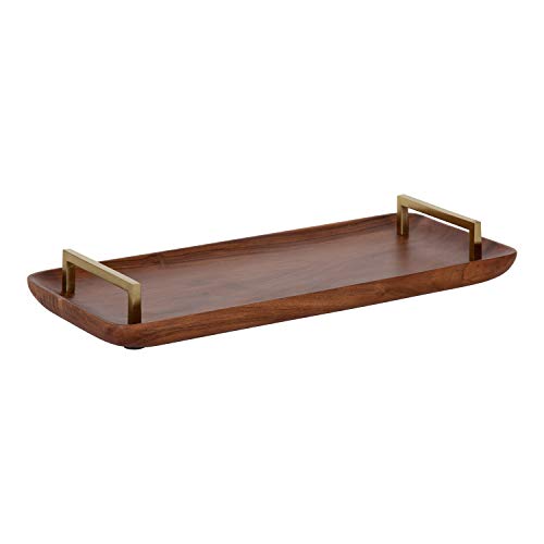 Kate and Laurel Cantwell Mid-Century Modern Wood Tray, 18 x 8, Walnut Brown, Decorative Tray for Serving, Storage and Display
