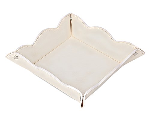 Valet Tray for Men Women - PU Leather Travel Catchall Tray Organizer - Desk Bedside Nightstand Storage Box for Jewelry Key Phone Remote Controller Wallet Watch Glasses Coin Readers -White - color: White
