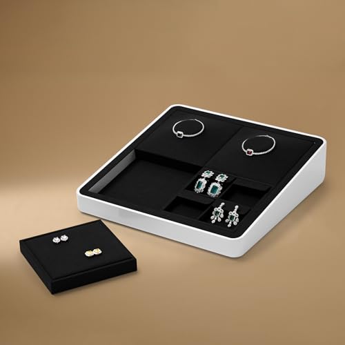 Oirlv Microfiber 4 Slots Jewelry Pendant Display Tray Vanity Modular Jewelry Tray - style: P13711