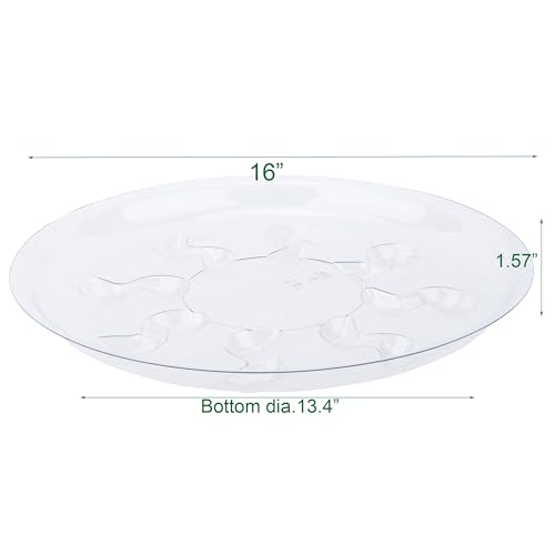 6 Pack Heavy Duty Clear Plastic Plant Saucer Sturdy Pot Tray Plant Trays Drip Trays for pots,Plate Water Catcher,Flower Pot Saucer Water Drainage Tray Floor Protector (16 inch) - size: 16 inch
