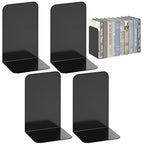 VFINE Metal Bookends 2 Pairs, Black Book Ends, Bookends for Shelves, Book Stopper for Heavy Books, Book Dividers for Home Office School Supplies - color: Black 2 Pairs Bookends