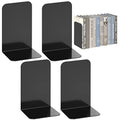 VFINE Metal Bookends 2 Pairs, Black Book Ends, Bookends for Shelves, Book Stopper for Heavy Books, Book Dividers for Home Office School Supplies - color: Black 2 Pairs Bookends