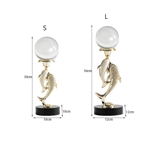 Statue Decorations Modern Light Luxury Crystal Dolphin Shape Home Furnishings Living Room Wine Cabinet Desktop Decoration Home Decor Object(Large) - size: Large