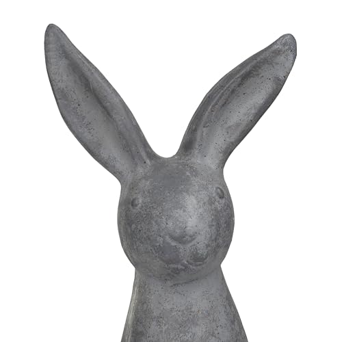 Deco 79 Polystone Rabbit Decorative Garden Sculpture Indoor Outdoor Garden Statue, Outdoor Sculpture 7" x 8" x 20", Gray - size: 7" x 8" x 20"
