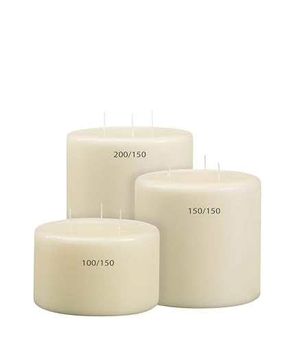 BOLSIUS 6" W x 4" H 3 Wick Pillar Candle Ivory - size: 4 x 6 Inches