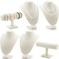 Huquary 6 Pcs Jewelry Display Set Necklace Display Stand T Bar Bracelet Holder Jewelry Bust for Home Store Trade Show(Beige) - color: Beige