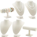 Huquary 6 Pcs Jewelry Display Set Necklace Display Stand T Bar Bracelet Holder Jewelry Bust for Home Store Trade Show(Beige) - color: Beige