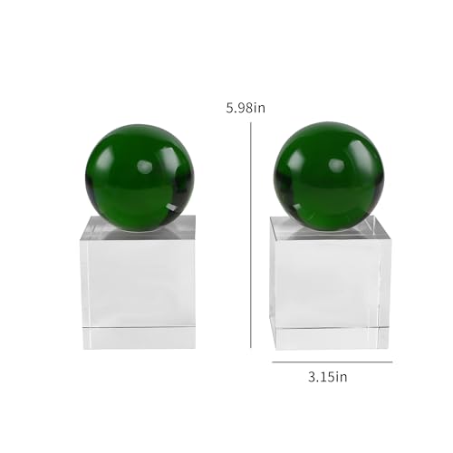 Crystal Bookends, 1 Pair of Decorative Tabletop Bookends for Office, Home, Desk, Comes with Gift Box - color: Green