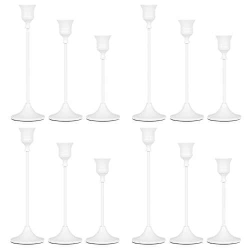 Candlestick Holders White, 12 Packs Taper Candle Holder for Candlesticks, Candle Sticks Holder Decor for Home Decor - color: White