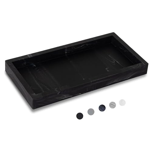 Small Bathroom Vanity Silicone Tray for Counter, Rectangle Dish Soap and Sponge Holder for Kitchen Sink, Perfume Organizer for Dresser, Marble Black - color: Marble Black, size: 7.9" x 4.0"