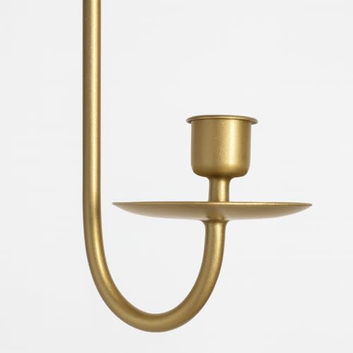 Wall Candle Holders Set of 2 Handcrafted Wrought Iron Sconces with Gold Finish, Easy to Install Modern Candle Holders for Living Room, Bedroom, Hallway, Wedding or Holiday Decor - color: Gold