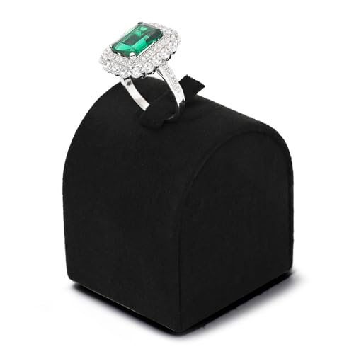 Microfiber Jewelry Ring Display Stand Rings Display Organizer Stand (Black, Medium) - size: 1.57" x 1.57" x 1.89"