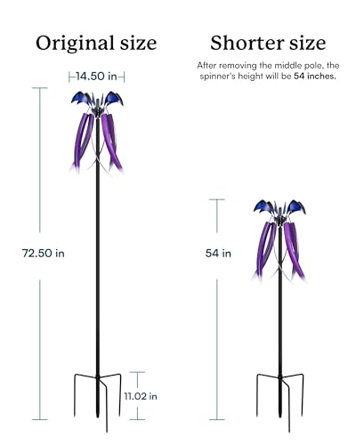 Wind Spinners for Yard Garden, Large Outdoor Metal Wind Spinner with Stake, Kinetic Wind Sculptures & Spinners Windmill for Outside Lawn Yard Art Decor(15" W x 73" H) - size: Violet Cascade