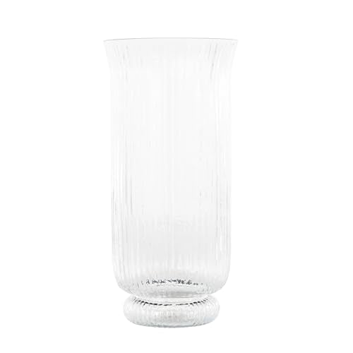 Deco 79 Glass Decorative Candle Holder Ribbed Candle Stand with Elevated Base, Candlestick Holder 6" x 6" x 13", Clear - size: 6" x 6" x 13"
