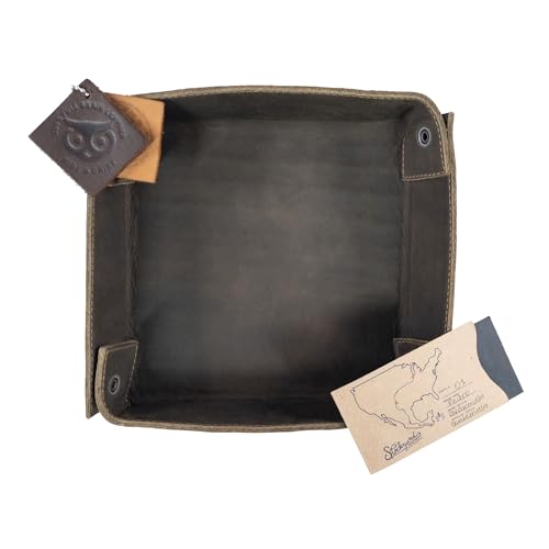 Hide & Drink, Leather Catchall Change Keys Coins Jewels Box Tray Big Storage, Handmade Includes 101 Year Warranty :: Dark Jade - color: Dark Jade