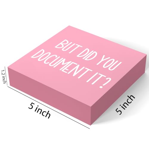mmiishe But Did You Document It Wooden Box Sign Decorative Funny Office Wood Box Sign Home Office Decor Rustic Farmhouse Square Desk Decor Sign for Shelf Pink - color: Pink, size: 5 x 5 inches