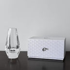 kitCom Modern Crystal Vase, 7 x 4 Inches, Transparent, Oval, Love, Glossy Finish, Arranges Flowers, Handmade, Multi-faceted, Secure Packaging, Half-Year Warranty, Luxury Gift - size: 7 x 3.94 x 3.94 Inches