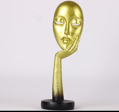 Elegant Abstract Thinking Woman Resin Sculpture - Modern Minimalist Geometric Decor, 7 Colors, 2 Sizes (12" and 15") - Contemporary Art for Living Room and Study (Gold 15 inch) - color: Gold 15 Inch