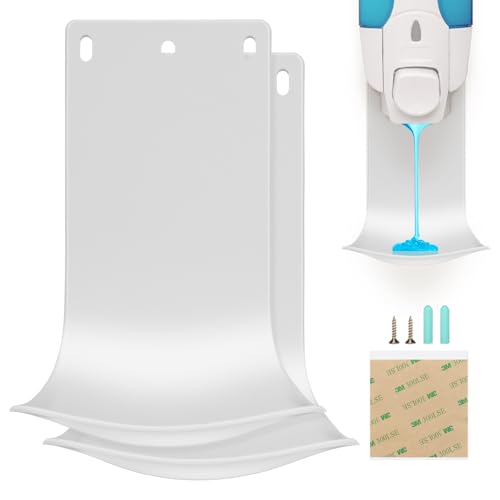 2PCS Dispenser Drip Tray Wall Mount Soap Dispenser Bracket,Laundry Detergent Drip Catcher Prevent Dripping and Spraying, Easy to Clean(White) - color: White