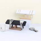 Wooden Watches Display Stands Base Watch Necklace Bracelet Organizer Rack Bangle Scrunchie Headband Showcase Stands Exterior Velvet Black - color: Flat Velvet Black