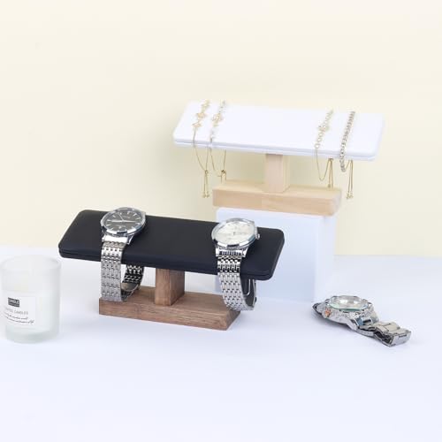 Wooden Watches Display Stands Base Watch Necklace Bracelet Organizer Rack Bangle Scrunchie Headband Showcase Stands Exterior Velvet Black - color: Flat Velvet Black
