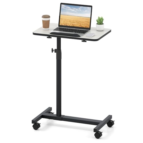 Giantex Overbed Table with Wheels, Medical Adjustable Bedside Table, Mobile Standing Desk, Portable Laptop Table for Small Spaces, Bed Trays Table for Eating Home and Hospital (Light Grey) - color: Light Grey