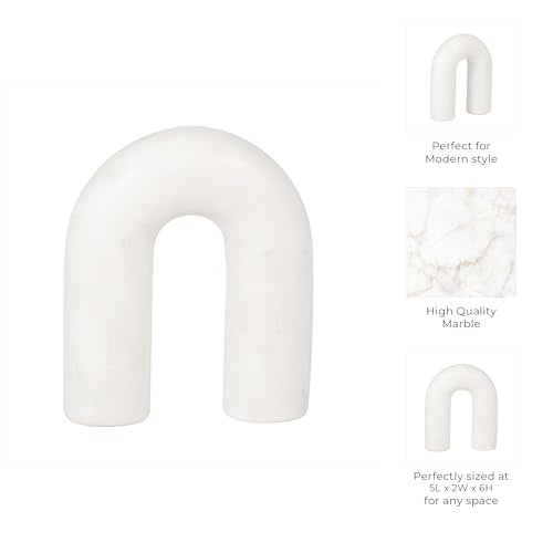 White Marble Arch Decorative Object – Rounded Horseshoe Sculpture Modern Home Decor – Contemporary Shelf & Coffee Table Decor for Office & Living Room – 5" x 6" - size: 6.0" H