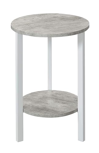 Convenience Concepts Graystone 24 inch 2 Tier Plant Stand - Industrial Stand for Plants, Vases, and Antiques, Urban Modern Design for the Living Room, Hallway, Entryway, Faux Birch/White