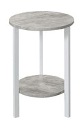 Convenience Concepts Graystone 24 inch 2 Tier Plant Stand - Industrial Stand for Plants, Vases, and Antiques, Urban Modern Design for the Living Room, Hallway, Entryway, Faux Birch/White