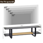 Bamboo TV Stand for TVs up to 65", Accent Entertainment Center with Storage, Media Console Table with Shelf, Modern TV Stand for Living Room, Bedroom, 54.3"(L), Black - color: Black