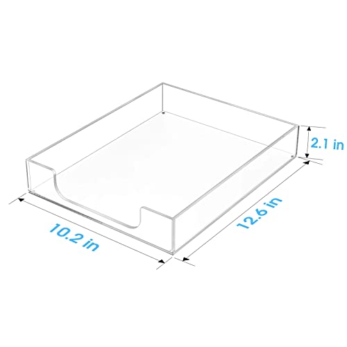 MaxGear Acrylic Letter Tray, Clear Desk Organizer for Papers, Documents, Magazines, Folders, Notebooks, and Stationery – Multi-Function File Tray and Desktop Organizer for Office, Home, and Workspace