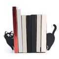 BEISE Book Ends Gifts for Cat Lovers, Decorative Metal Cat Bookends for Bookshelf & Desk, Cute Black Kittens CD Book Holder, Kitchen Organizer for Shelf, Home Office Decor, Unique Book Lover Gift - style: Naughty Cat