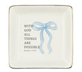 WODMIS Christian Coquette Blue Bow Ceramic Jewelry Tray Dish, Preppy Bible Verse Jewelry Plate Ring Trinket Dish, Trendy Aesthetic Ribbon Gifts for Women Bestie Best Friends 511 - color: Blue
