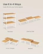 SONGMICS Cabinet Organizer Shelf, Set of 3 Kitchen Counter Shelves, Kitchen Storage, Spice Rack, Stackable, Expandable, Cloud White and Natural Beige UKCS014YL02 - color: Cloud White + Natural Beige